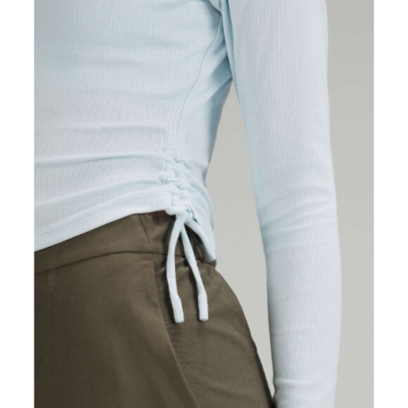 Lululemon Side-Cinch Ribbed Cardigan Powder Blue Size 6 - Picture 4 of 11